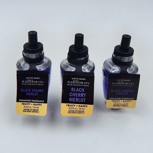 Bath Body Works Black Cherry Merlot White Barn Wallflowers Refill Lot of 3 - Picture 1 of 3